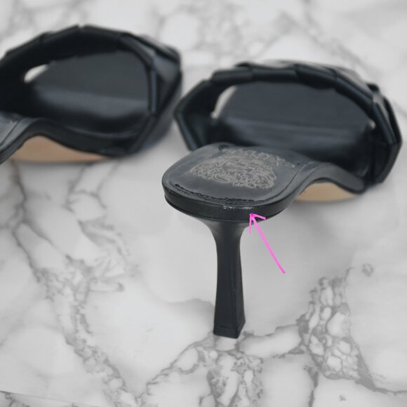 NWOT Vince Camuto Leather Endonta Pintucked Braided Heels Black Size 8 - Picture 5 of 6